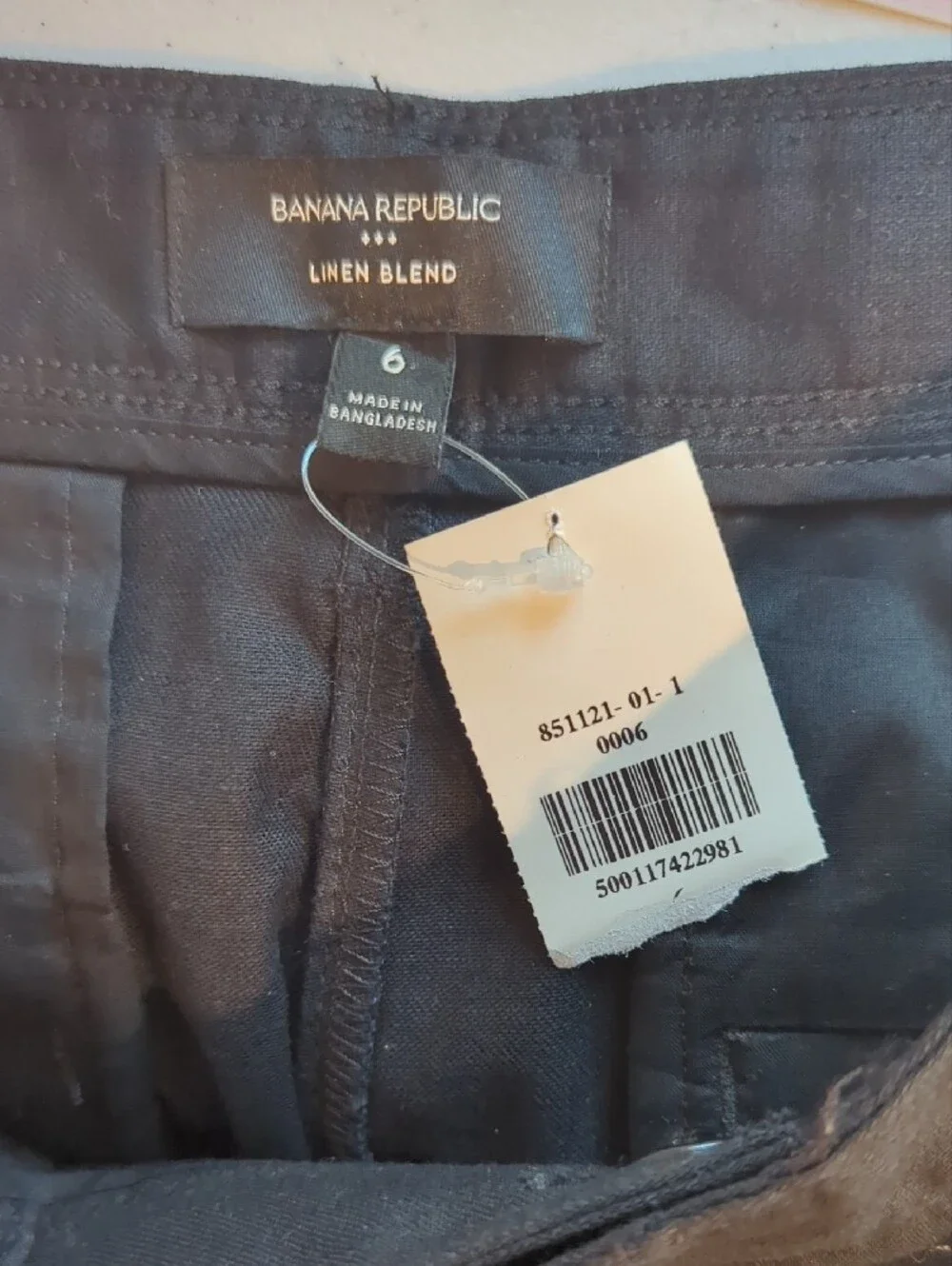 NWT Banana Republic Linen Trouser Wide Leg Pants Black size 6 Pleated